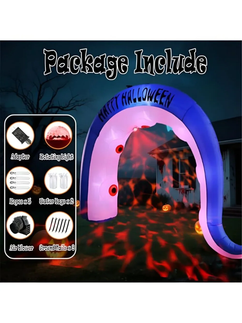 Giant 12FT Long Halloween Inflatables Octopus Arch Outdoor Decorations Blow up